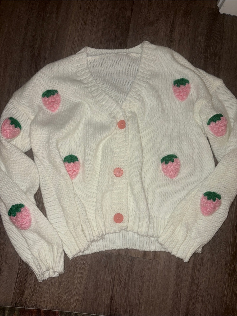 Chunky Pink Strawberry Knit Sweater
